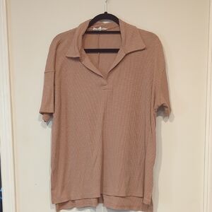 Jane & Delancey Casual Tan Women's Polo Top